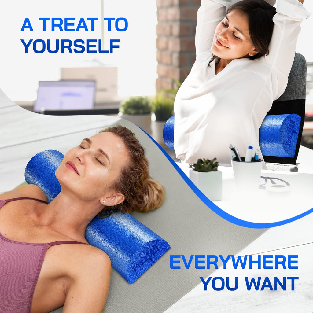 Yes4All Medium Firm Half Foam Roller - Versatile PE Foam for Post-Workout Relaxation | 12/18/24/36 Inch Sizes
