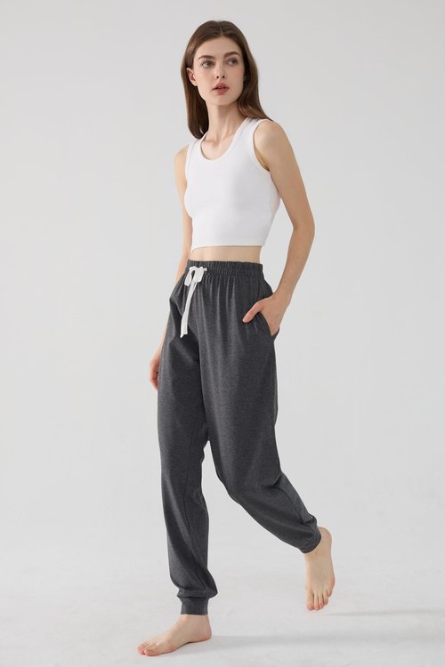 Joyaria Women Workout Sweatpants Cotton Jogger Lightweight Lounge Sweat Pants with Drawstring(Dark Gray,Medium)