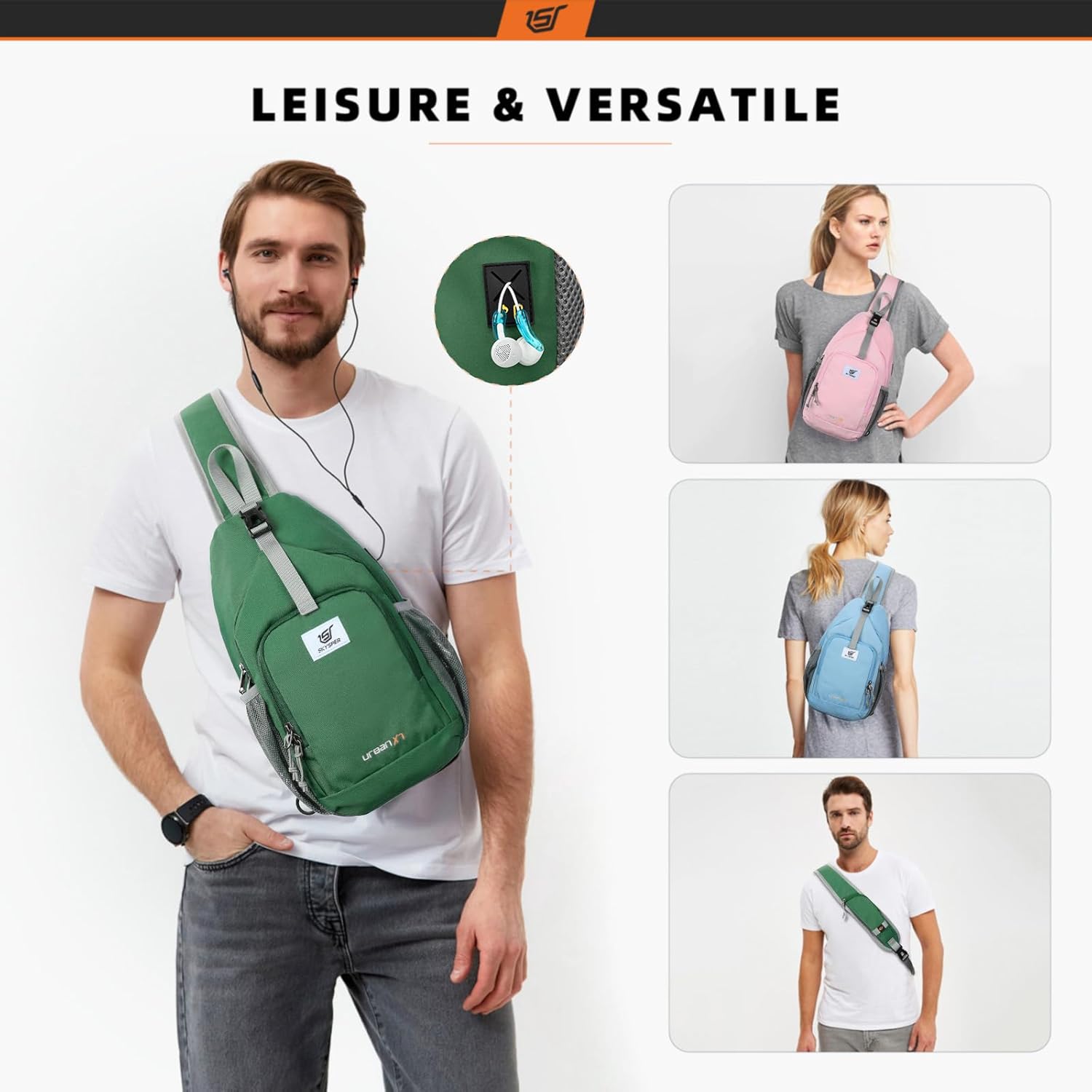 SKYSPER Sling Bag - RFID Crossbody Backpack for Travel & Hiking | Unisex Design in Pink