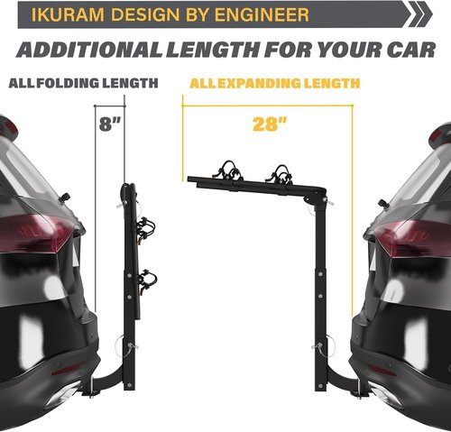 2 Bike Rack - Skiennix Hitch Mount Bicycle Carrier | Foldable Design Fits 2" Hitch Receiver