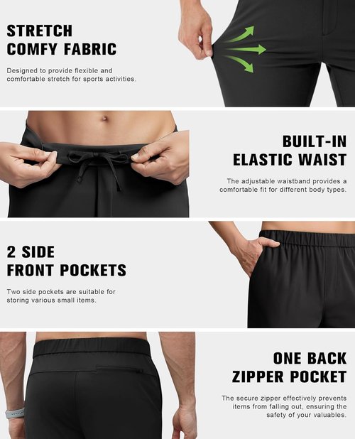 Lion Nardo Men's Casual Golf Pants - Lightweight Quick-Dry Comfort with Elastic Waist & Pockets