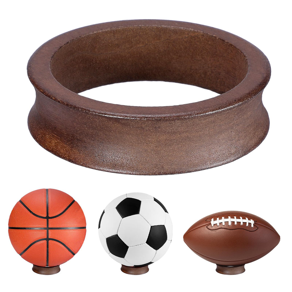 JUXYES Wooden Sphere Holder Display Stand, 3 Pack Large Wood Sport Ball Stand, Simple Round Display Easel Stands for Soccer Ball, Footballs, Baseball, Tolleyball, Basketball, Rugby, 72mm