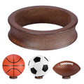 JUXYES Wooden Sphere Holder Display Stand, 3 Pack Large Wood Sport Ball Stand, Simple Round Display Easel Stands for Soccer Ball, Footballs, Baseball, Tolleyball, Basketball, Rugby, 72mm