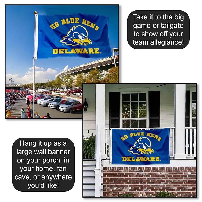 Delaware Blue Hens Flag 3x5 ft with Grommets - Officially Licensed College Banner