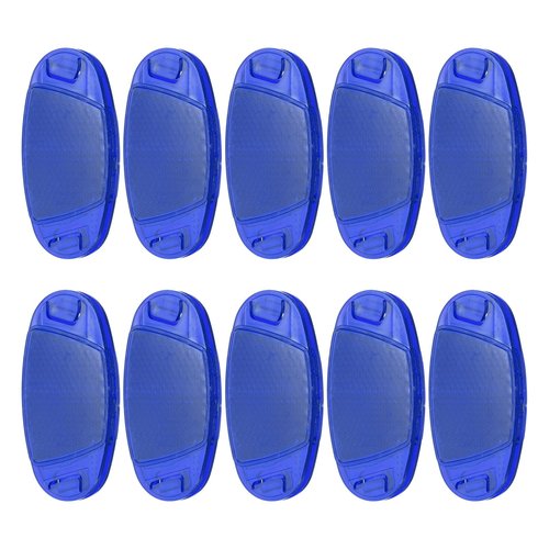PATIKIL Bike Wheel Reflectors, 10 Pcs Plastic Universal Oval Safety Bicycle Wheel Rim Reflective Warning Reflective for Trailer Mountain Bike Bicycles Night Riding, Blue