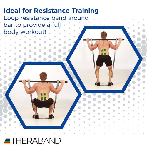 THERABAND Resistance Band Padded Bar, Attachment for Resistance Bands and Tubing, 3 Foot Bar with two "D" Ring Connectors for Wellness Station, Pilates, Yoga, Home Workouts without Weights