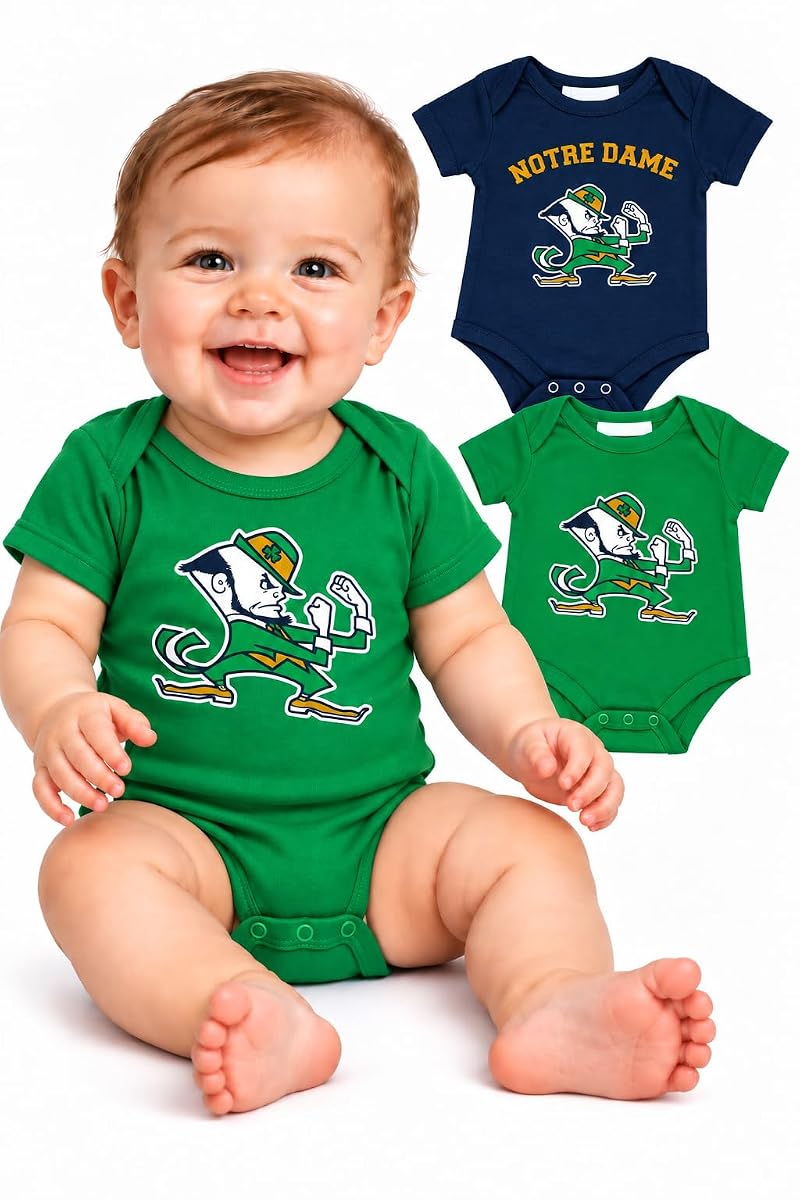 Notre Dame Fighting Irish 0-3 Months Baby Bodysuit 2 Pack - 2 Feet Ahead