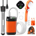 COOLIGO Portable Camping Shower with Heater, 6000mAh Rechargeable Camping Shower with 2000W Auto-Off Immersion Heater, LED Display, Heated Outdoor Shower for Travel, Hiking, Car