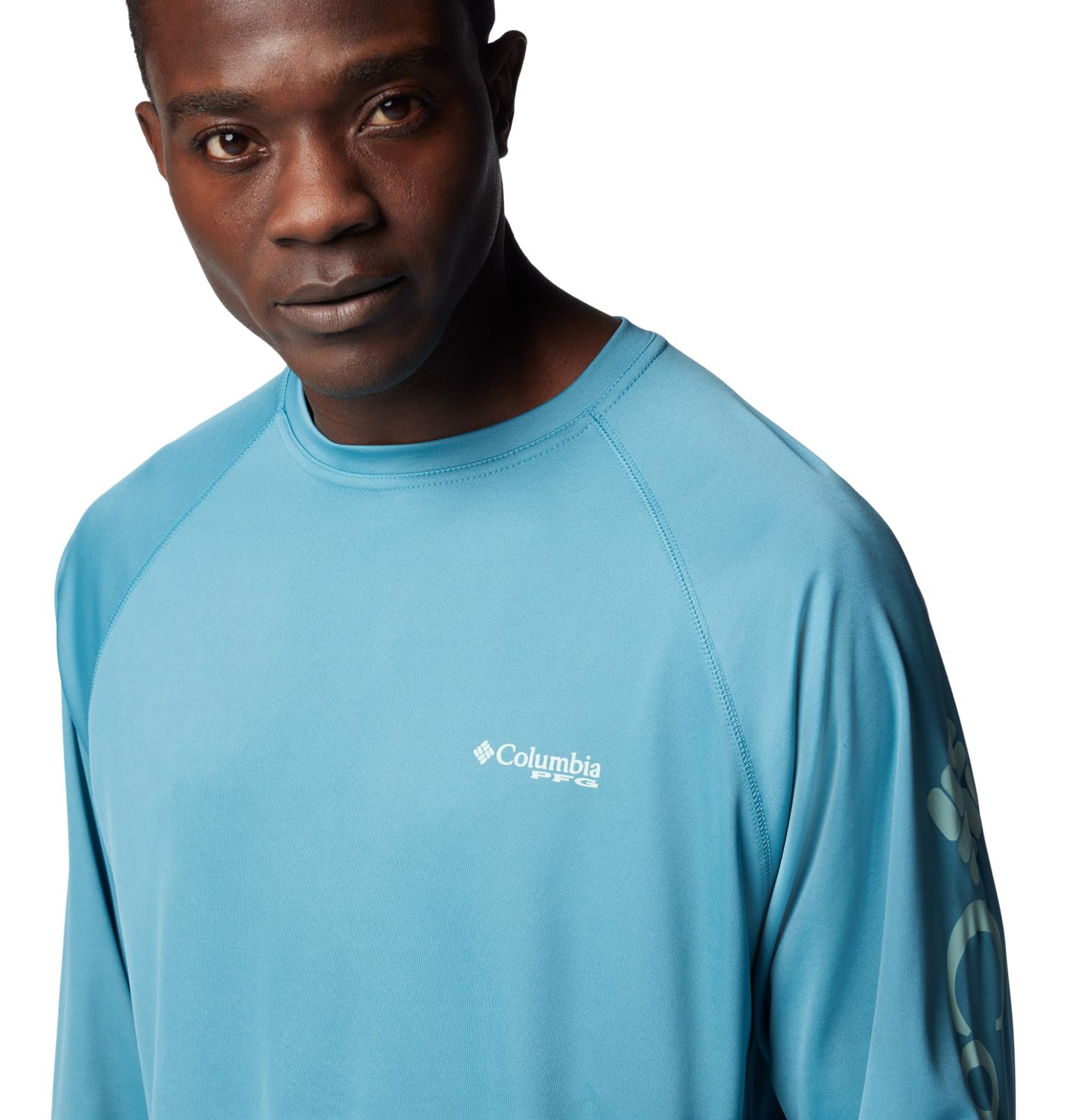 Columbia Men's Terminal Tackle Long Sleeve Fishing Shirt, Canyon Blue/ICY Morn Logo, 2X