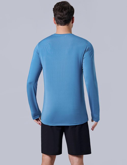 3 Pack: Men's Dry Fit Long Sleeve T Shirts, Lightweight Athletic Performance Tops with Thumb Holes Hiking (Set 7, Large)