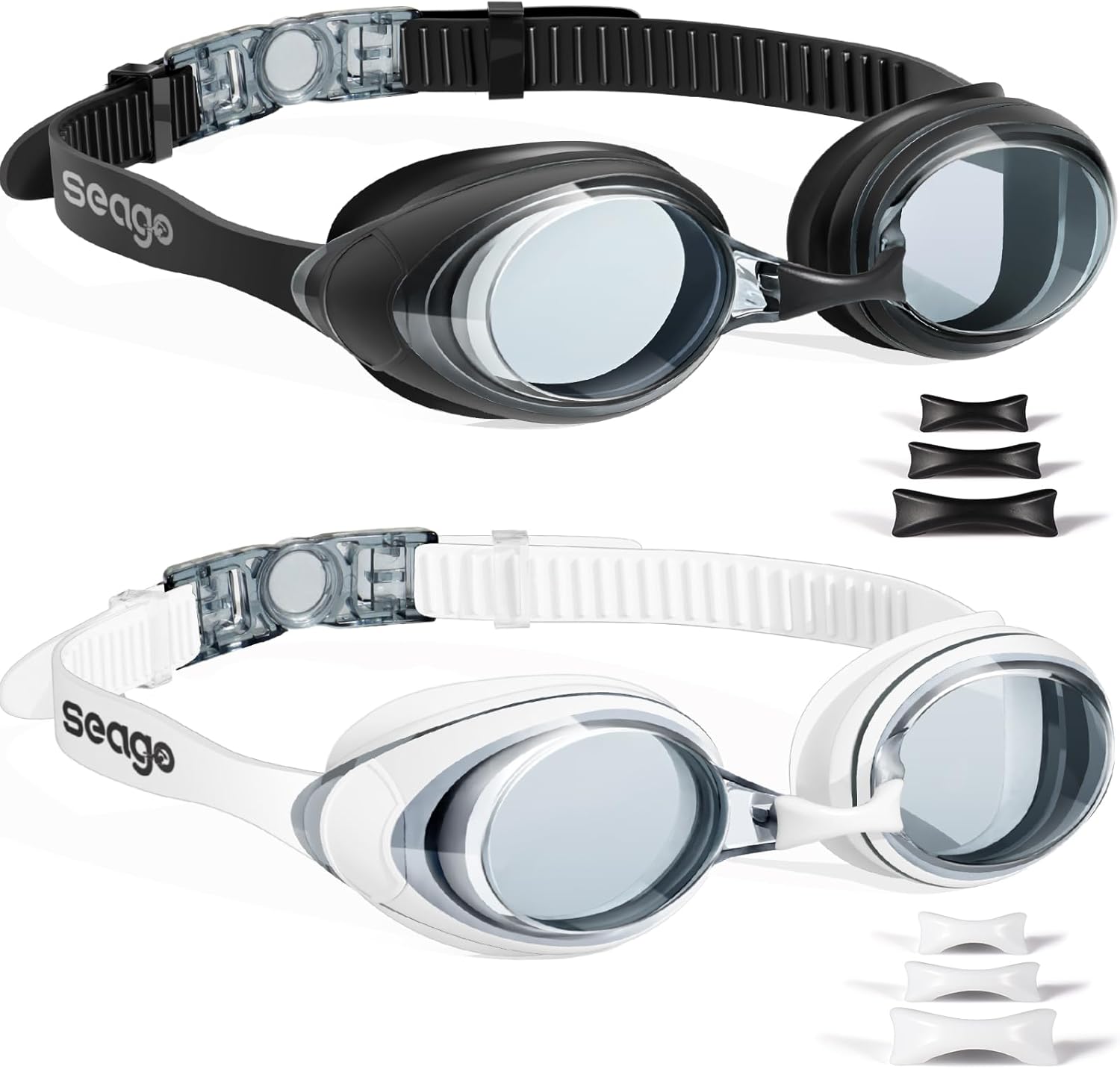 Seago Swimming Goggles - Anti-Fog & UV Protection | 2-Pack Silicone Swim Goggles for Adults