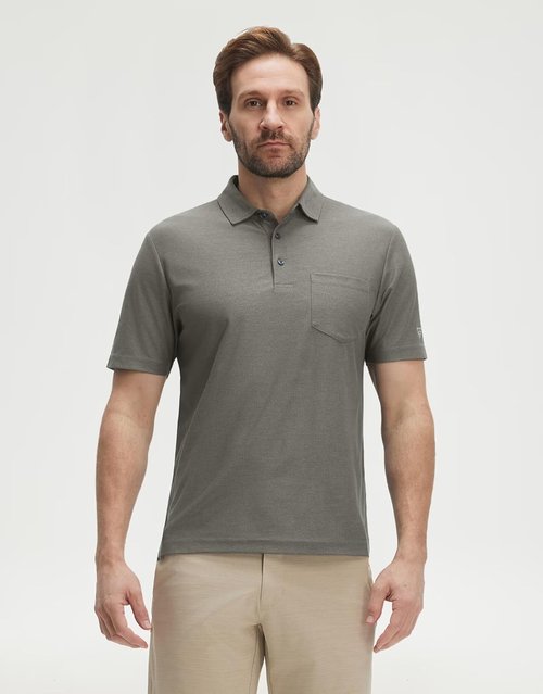 M MAELREG Golf Shirts for Men - Lightweight Moisture-Wicking Polo with Pocket | Short Sleeve, Heather Design