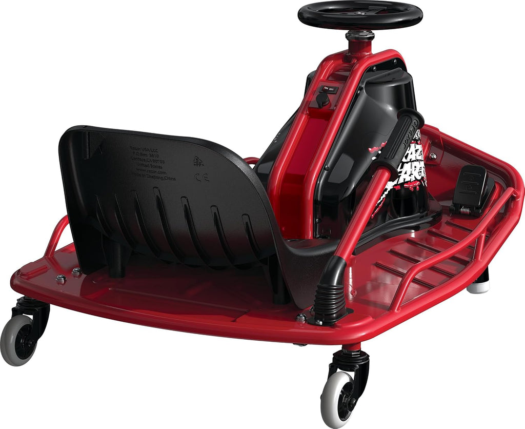 Razor Crazy Cart - 24V Electric Drifting Go Kart - Variable Speed Up to 12 MPH, Black/Red