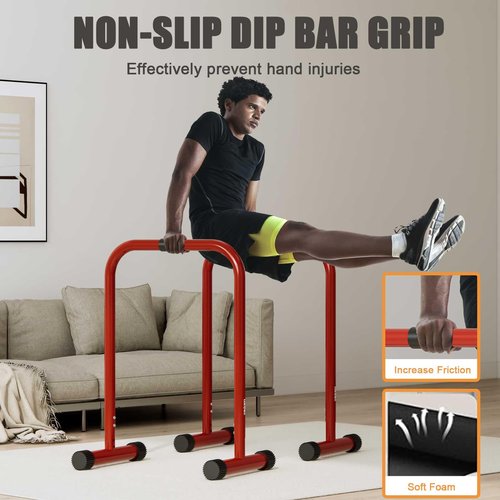 Adjustable Dip Bar 330LBS, Dip Stand Station for Home Gym, Functional Fitness Bar for Calisthenics & Bodyweight Training, Portable Push Up Stand