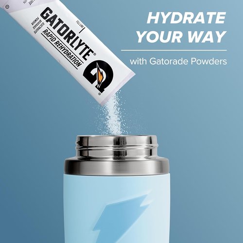 Gatorade Stainless Steel Water Bottle - 22oz Capacity with Straw Cap - Blue Color