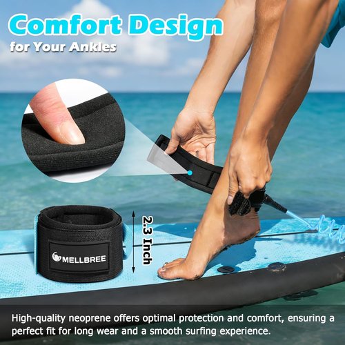 Mellbree Surfboard Leash - Premium Double-Sided Rotatable Wirst Strap for Paddleboards & Longboards