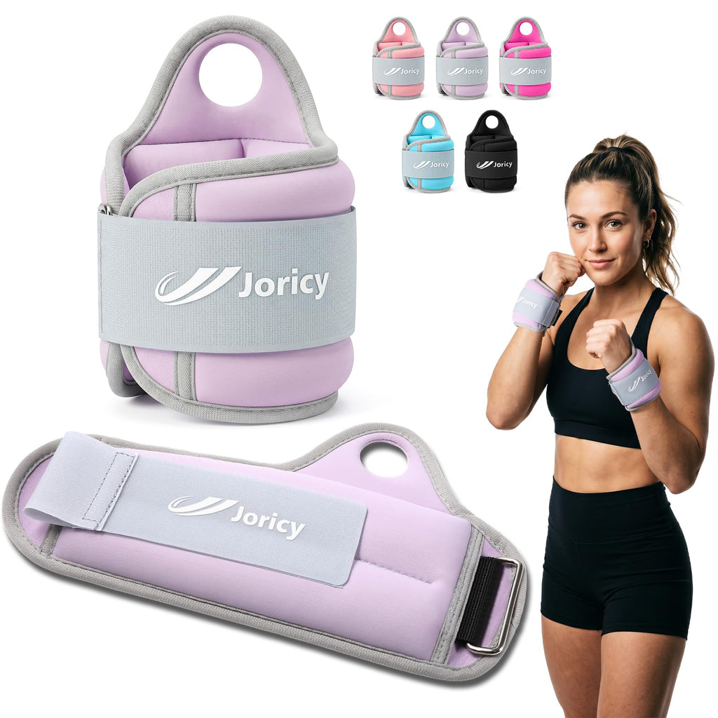 Wrist Weights with Thumb Loops Lock for Women Men 2LBS Pair (1 LB Each Weight) Arm Weight Weights Weighted Gloves for Walking Running Strength Cardio Exercises, Purple