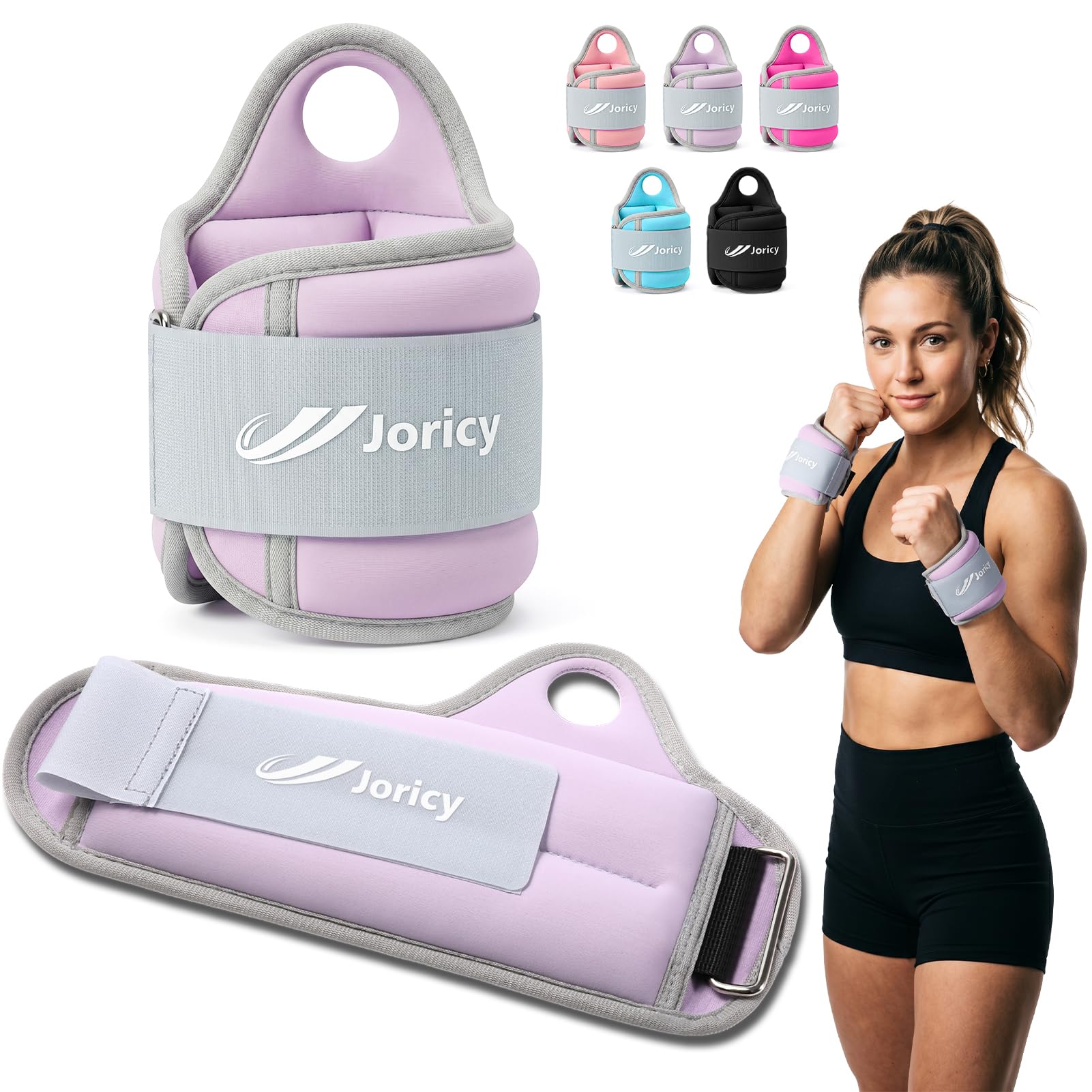 Wrist Weights with Thumb Loops Lock for Women Men 2LBS Pair (1 LB Each Weight) Arm Weight Weights Weighted Gloves for Walking Running Strength Cardio Exercises, Purple