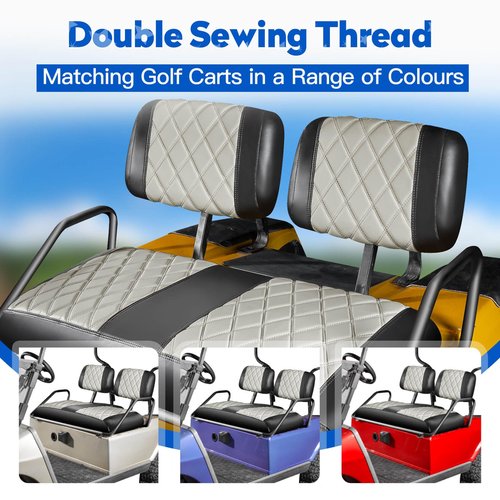 NOKINS Golf Cart Diamond Seat Covers Kit, Fit for Club Car DS Pre-2000 OEM Standard Front Seat Cushion, Golf Cart Vinyl Seat Cover, No Nails Required (Oyster Gray and Black)