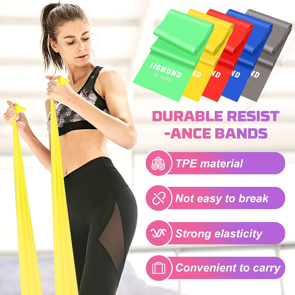 Skiennix Resistance Bands - Professional Elastic Stretch Bands for Yoga & Strength Training | 5 Pcs Set