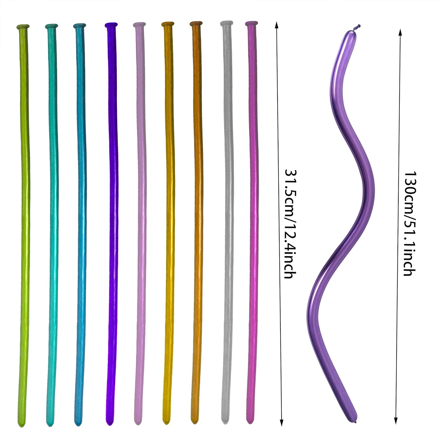 Skiennix 100pcs 260 Long Balloons Kit - Shiny Metallic Latex Twisting Balloons for Parties | Multicolor