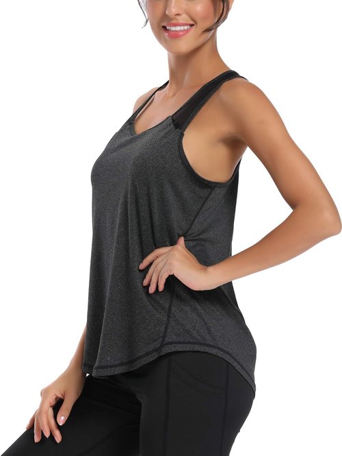 Aeuui Women's Racerback Workout Tank Tops - Breathable Mesh Yoga Shirts | Sleeveless Athletic Gym Wear