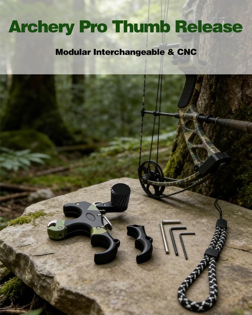 NOVASPARK Aluminum Thumb Button Release Aid - Crisp Zero-Creep Trigger & Adjustable Tension for 3D Archery | 4 & 3 Finger Design, 150lbs Capacity