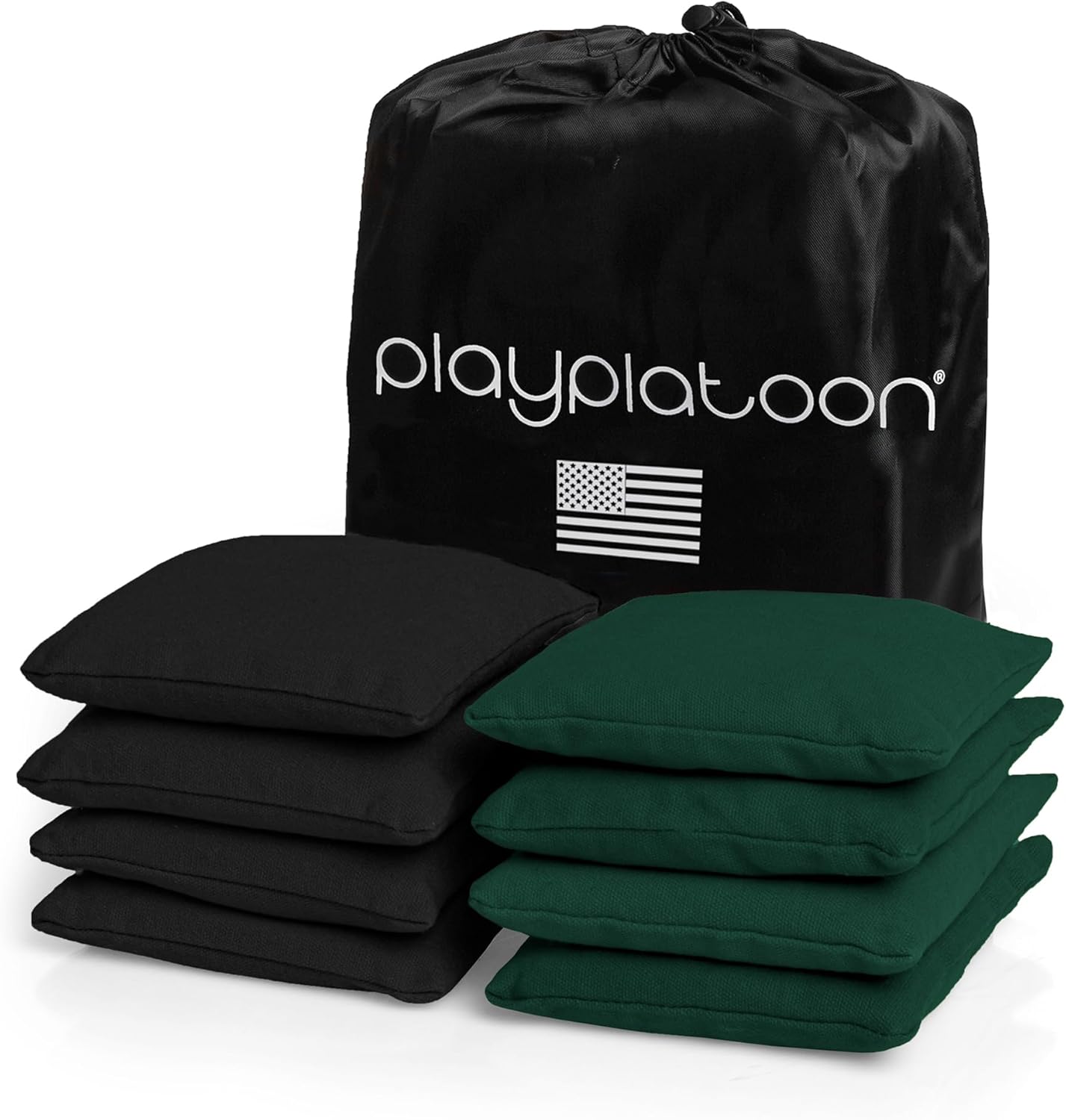 Play Platoon Cornhole Bags - Weather Resistant Set of 8 | Official Regulation Size & Weight, Includes Tote Bag