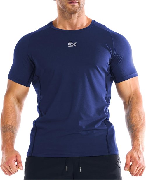 BROKIG Men's DiamondGrid Workout Shirt - Breathable Short Sleeve Muscle Tee for Bodybuilding | Quick Dry Crewneck