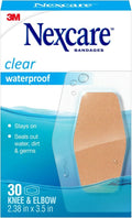 Nexcare Waterproof Clear Bandages - Stay On Skin in Water | 2.38 x 3.5 in, 30 Count