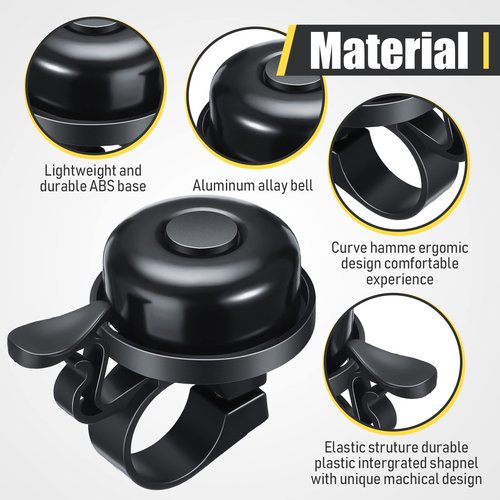 Datanly 20 Pcs Bike Bells Bulk Aluminum Loud Crisp Bicycle Bell Clear Sound Mountain Bike Accessories Easy Installation for Boys Girls Adults Kids, Black (Classic Style)