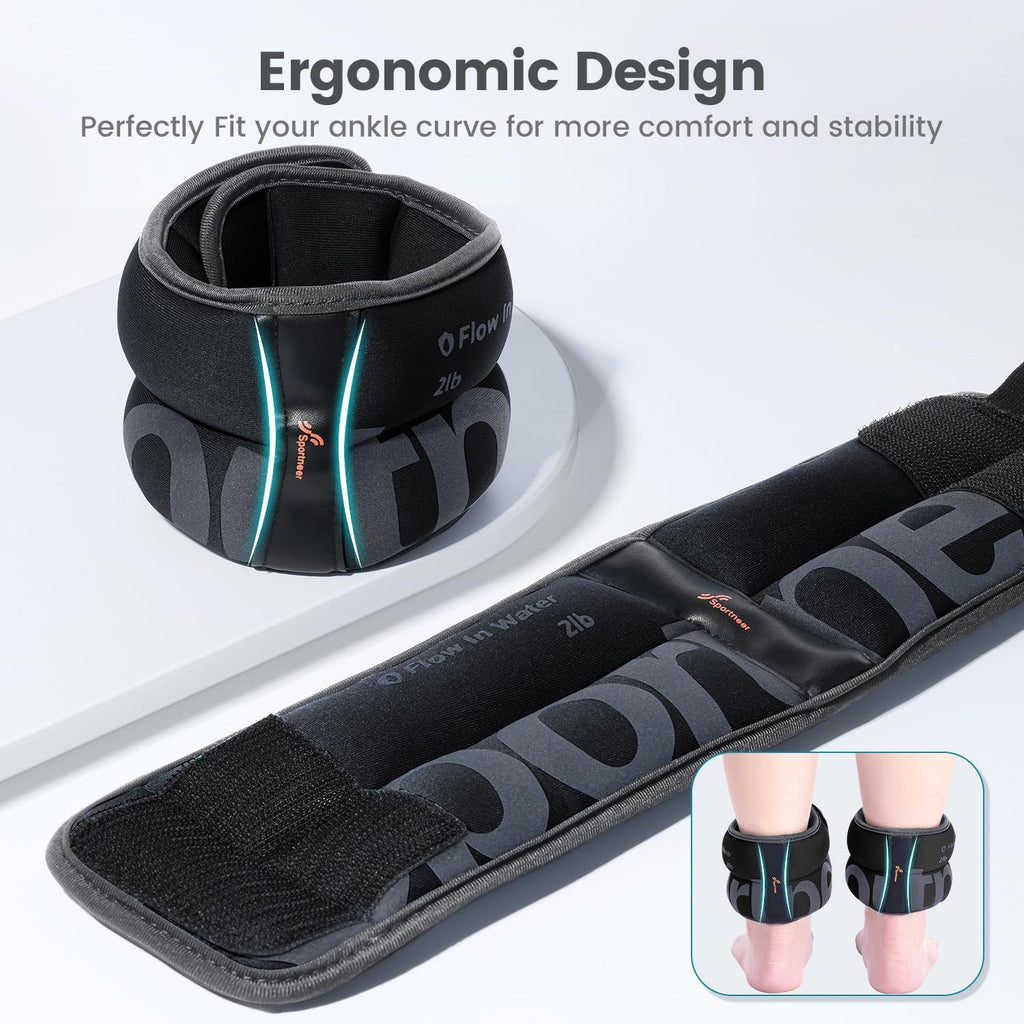 Sportneer Ankle Weights - Comfortable 4/10 lbs Pair for Strength Training, Dancing & Fitness Workouts