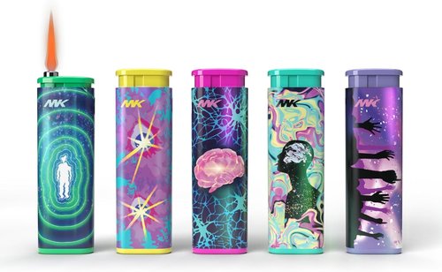 MK Windproof Jet Flame Lighters - 5PCS Striking Design | Refillable Butane Lighters for Camping & Outdoor Use