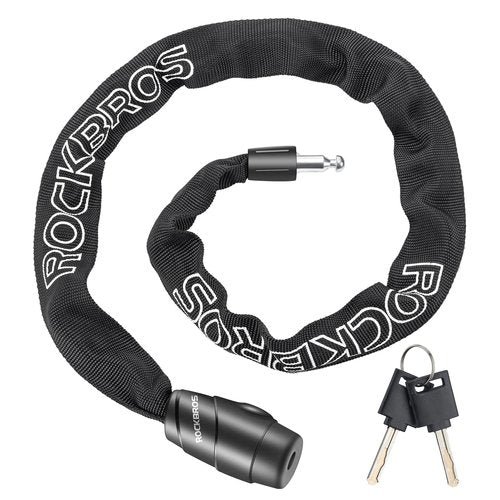 ROCKBROS Bike Chain Lock, Heavy Duty Anti Theft, 3 Ft Long, 5mm Thick Bicycle Lock with Key Set, Cut Proof for Door, Fence