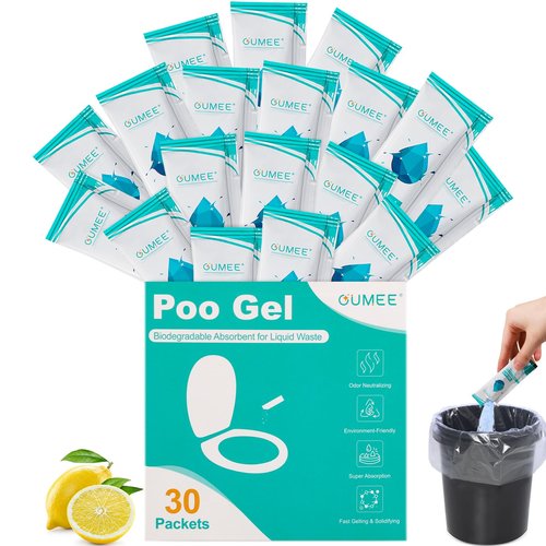 Lemon Portable Toilet Gel, Poo Gel for Potty, Camping Toilet Powder for Bucket, Eco Absorbent Gelling, Portable Urine Packets for Outdoor Recreation Supplies(50)