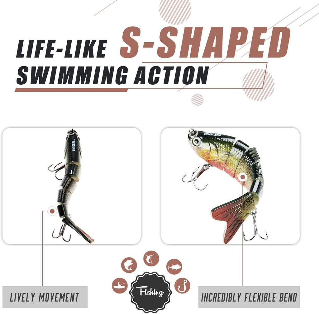 TRUSCEND Easy Catch Swimmax Fishing Lures - Lifelike Wiggling Action for Bass, Trout & Walleye