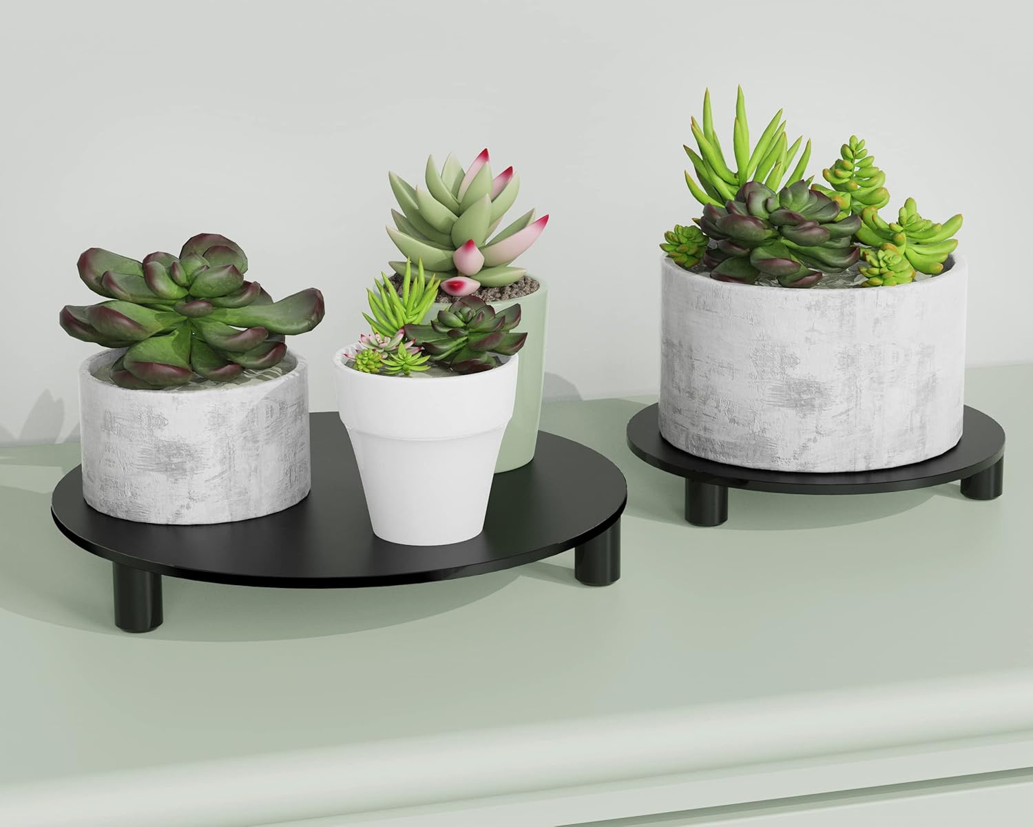 Skiennix Acrylic Risers - 10-Inch Round Black Pedestal Stand for Indoor Plants & Décor