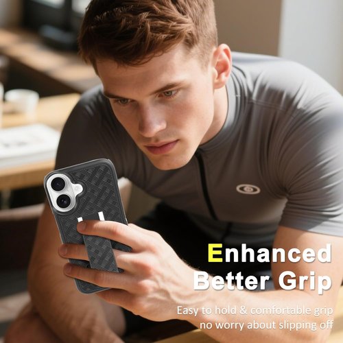Fingic iPhone 17 Case - Slim Shockproof Holster with Kickstand | Rugged Black Full Body Protection