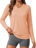 MAGCOMSEN SPF Women’s Long Sleeve Workout Shirt - V-Neck, UPF 50+ UV Protection, Quick Dry Performance Tees