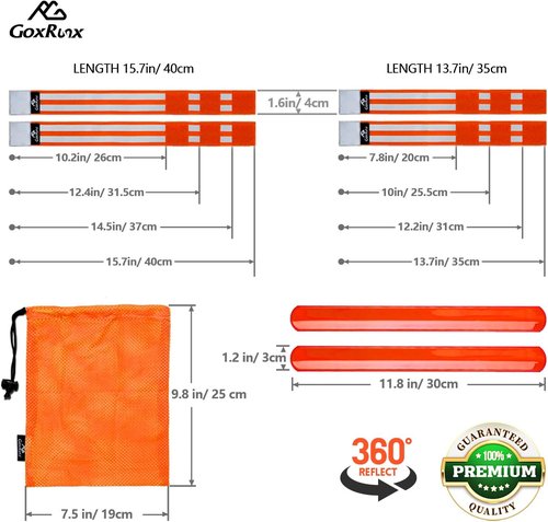 GoxRunx Reflective Bands - Adjustable 6-Pack Armband & Ankle Reflectors for Night Running & Cycling