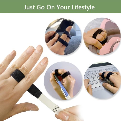 Jrery-KEY 14 Pack Buddy Straps for Fingers Buddy Loops Hook-and-Loop Finger Support for Injured, Jammed, Mallet, Trigger Finger - Adjustable & Reusable