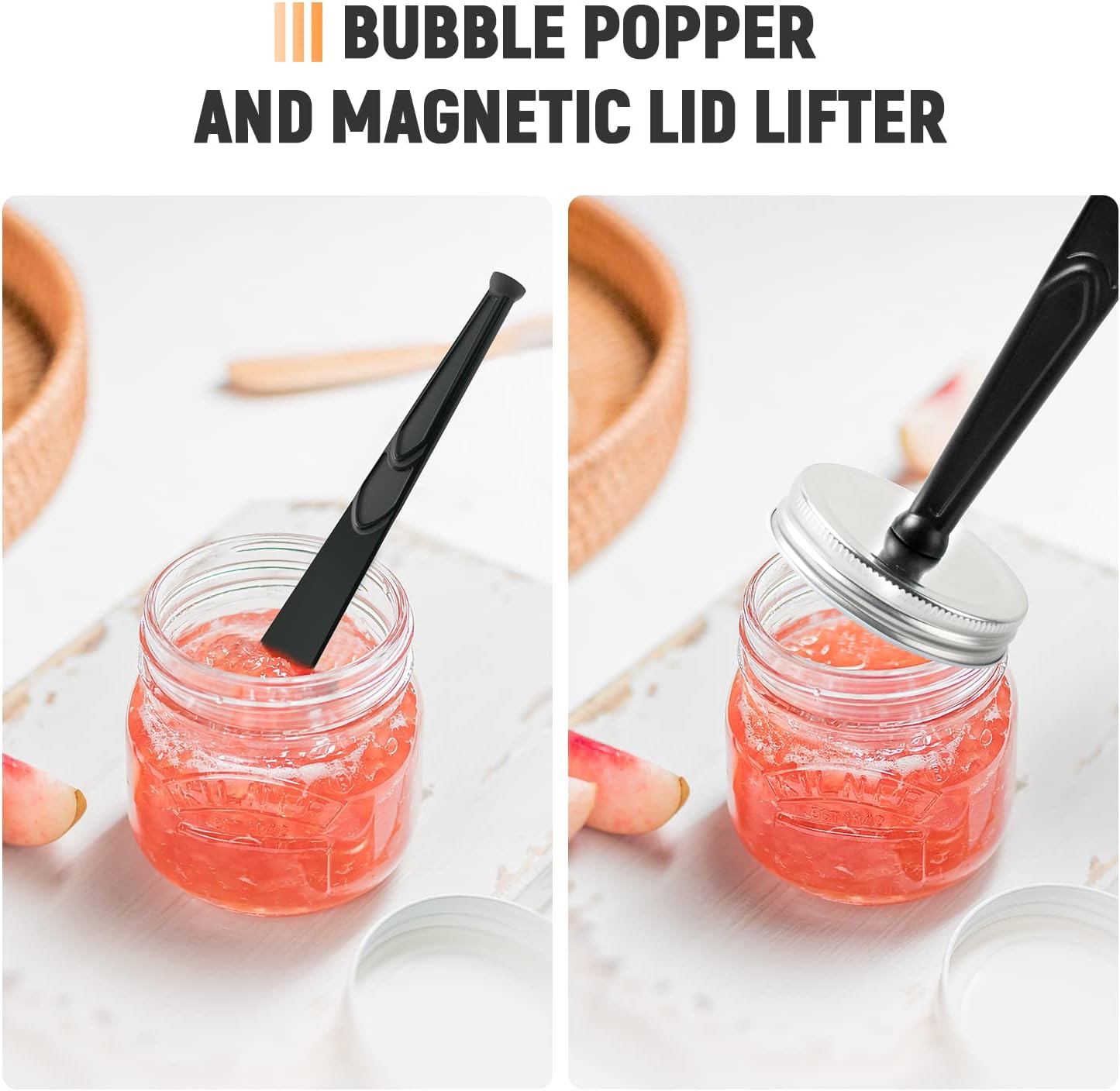 Pisol Magnetic Jar Lid Lifter and Canning Bubble Popper Remover Measurer, 3 In 1 Canning Tools Supplies for Pot Home (2PCS)