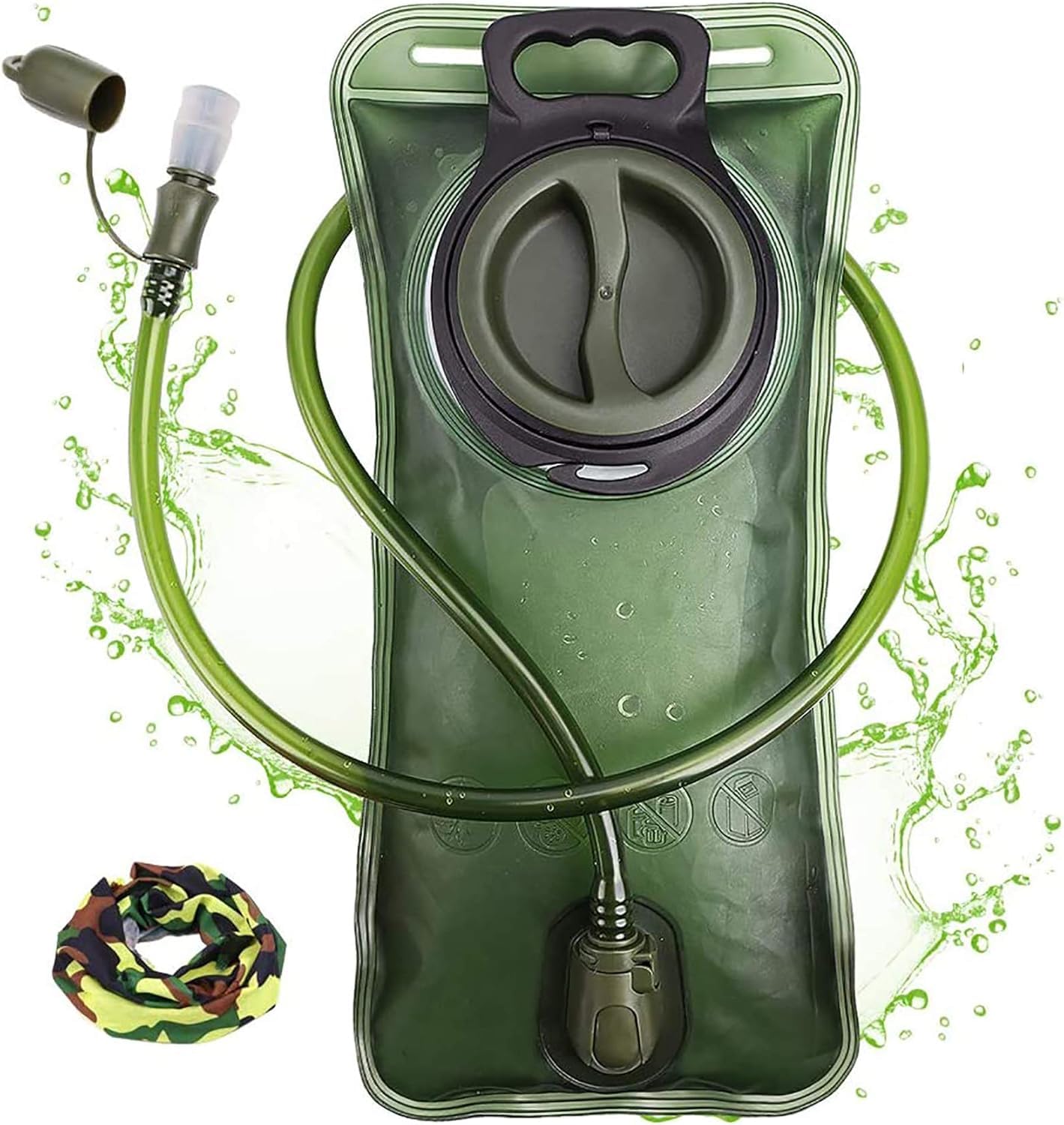 Hydration Bladder, 2.5L Water Bladder for Hiking Backpack Leak Proof Water Reservoir Storage, 2.5 Liter BPA-Free Water Pouch Hydration Pack Replacement for Biking Climbing Cycling Running, Green