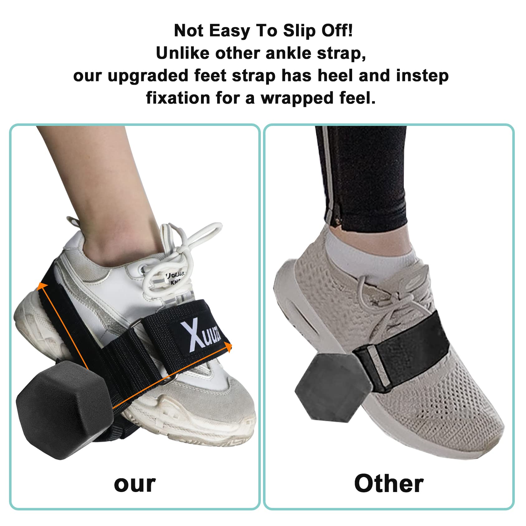Xuuza 2 Pack Weight Tibialis Trainer, Dumbbell Tib Bar Ankle Leg Extension Strap For Strengthening Hips, Legs, Knees And Calf, No Slipping, Adjustable, Strength Training For Women Men (Black)