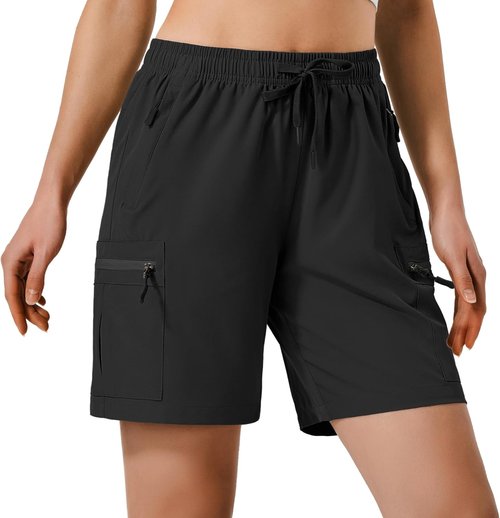 Hugut Women's Hiking Cargo Shorts - Quick Dry Athletic Design with Zipper Pockets | Water Resistant, Lightweight