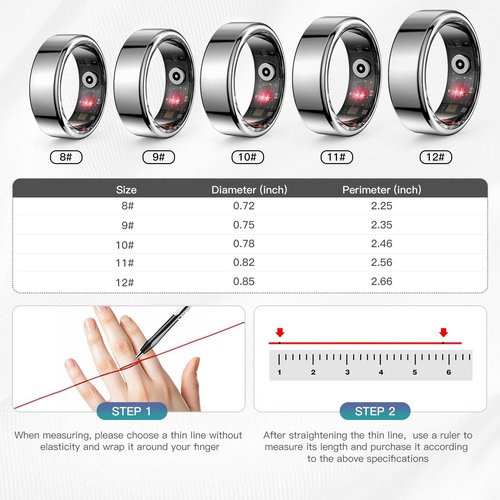 Kuxlagz Smart Ring Health Tracker for Women Men, Sleep Tracker with Heart Rate and Blood Oxygen, Fitness Ring for Activity Monitoring, 15 Days Battery, No Subscription, Titanium Alloy (Black, #9)