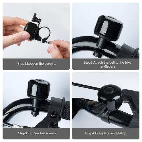Bike Bell 2 Pack with Loud Melodious Sound Classic Mini Bicycle Bell for Kids Adults Bike Horn for Road, Mountain Bike for Scooter, MTB, BMX (Black 2 Pcs)