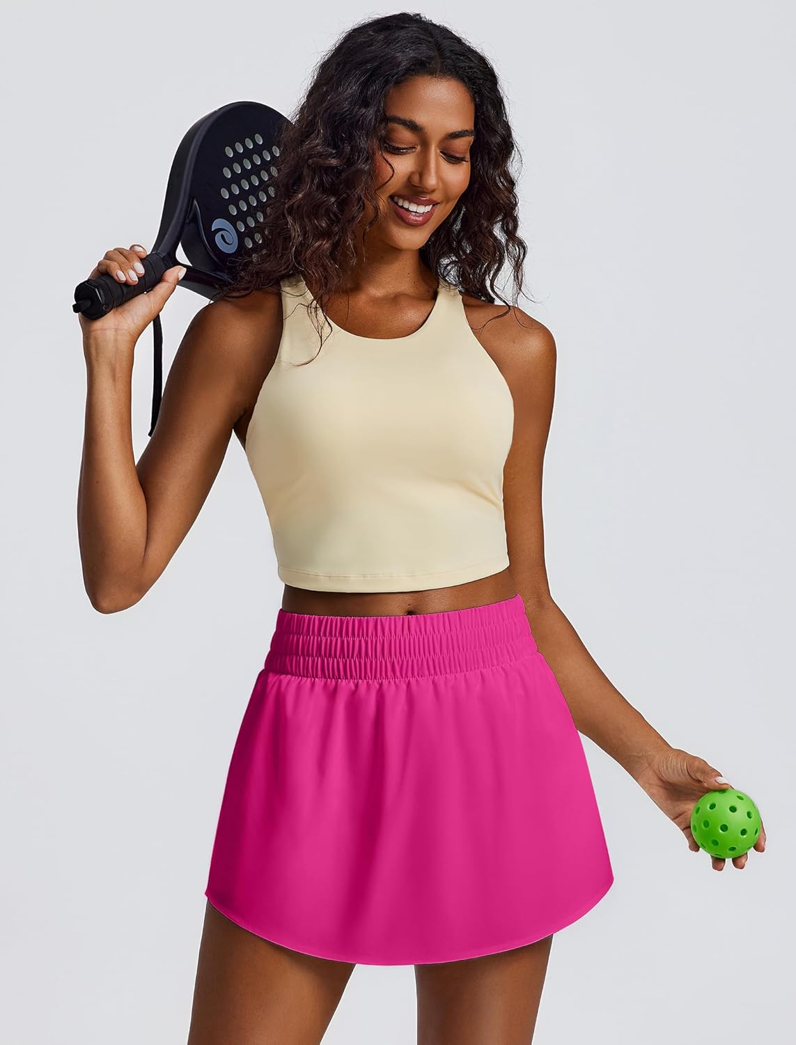 PINSPARK Women's Tennis Skirt - High Elastic Waist Golf Skort with 2 Pockets | Athletic Workout Wear