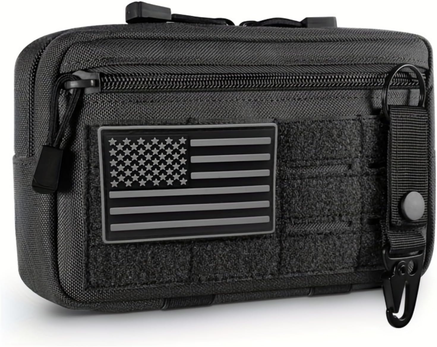 Skiennix Tactical Molle Pouch - Utility Laser Cut EDC Tool Holder with US Flag Patch for Dad