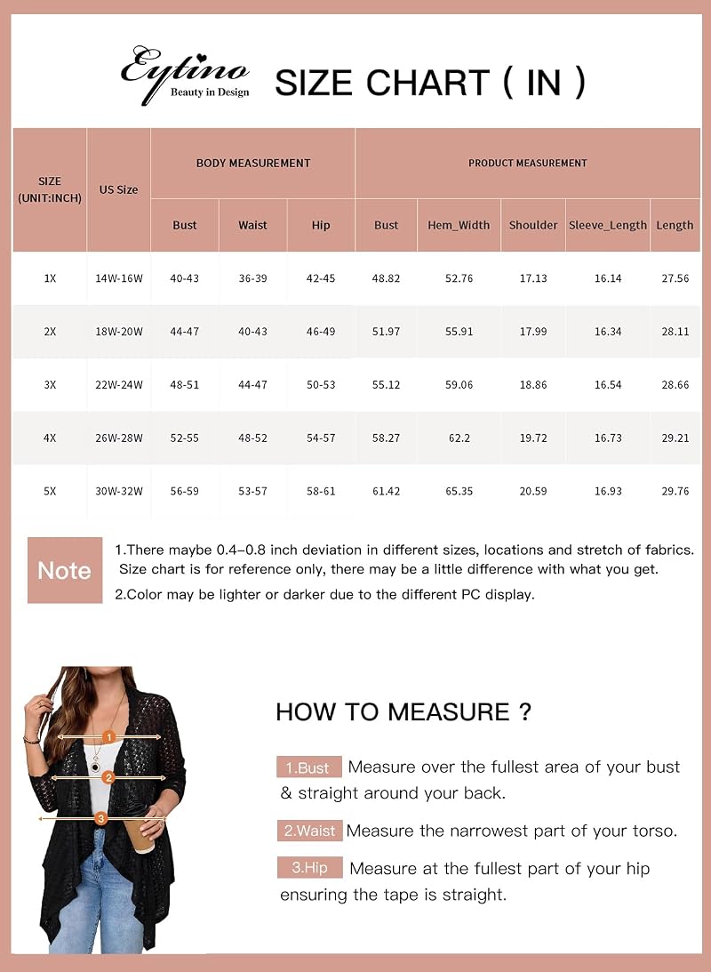 Plus Size Lightweight Cardigan for Women - Kimono Beach Cover Up, Half Sleeve, Hollow Out